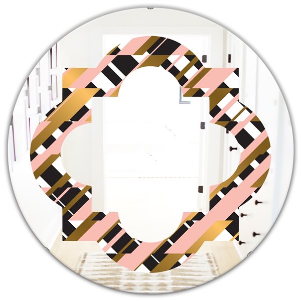 Designart Gold Checkered Pattern II 24-in x 24-in Modern Wall Mirror