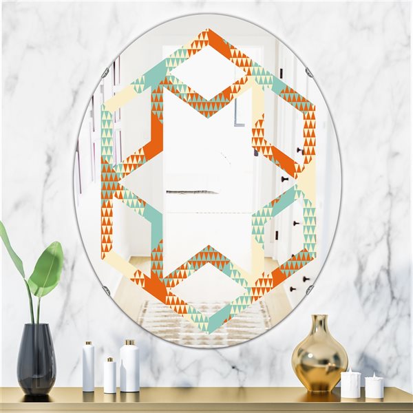 Designart Retro Hexagon Pattern VIII 23.7-in x 35.4-in Contemporary Mirror