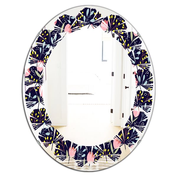 Designart Handdrawn Flowers 35.4-in x 23.7-in Modern Mirror | RONA