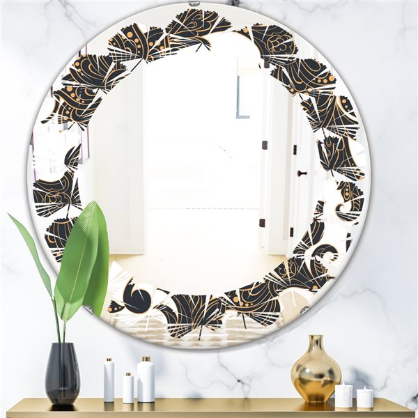 Designart Retro Indian Floral Batik I 24-in Modern Mirror