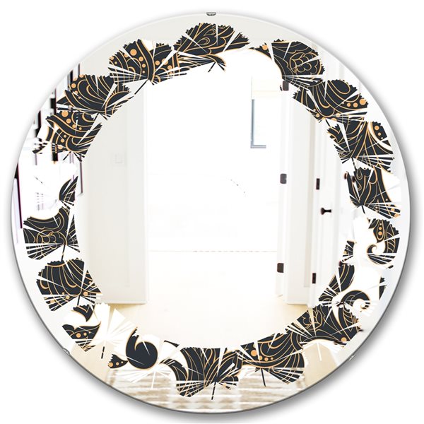 Designart Retro Indian Floral Batik I 24-in Modern Mirror