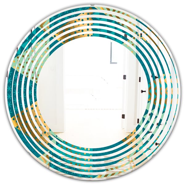 Designart Blue and Gold Dynamics I 24-in x 24-in Modern Mirror