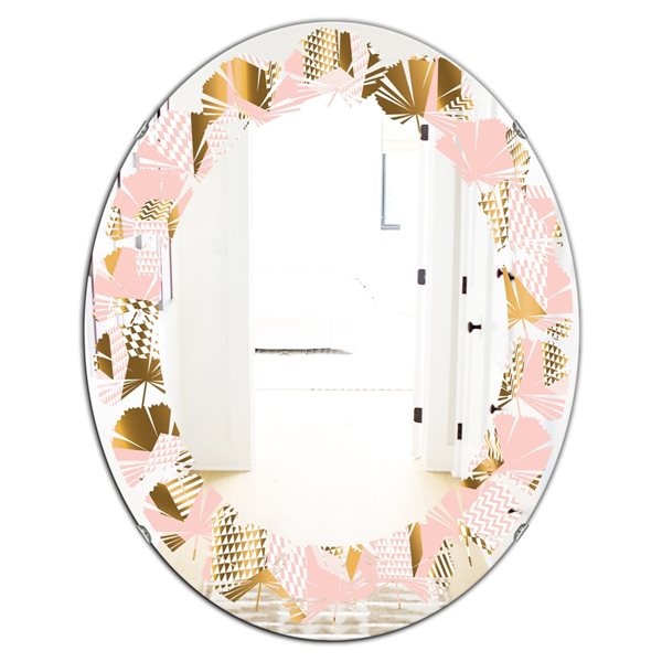 Designart Gold And Rose Cubes II 35.4-in x 23.7-in Modern Wall Mirror ...