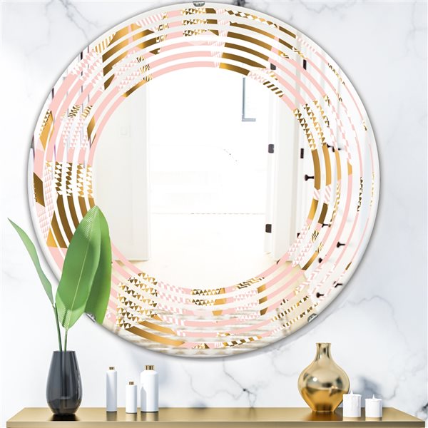 Designart Rose and Gold Cubes II 24-in x 24-in Modern Wall Mirror