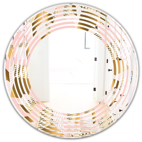 Designart Rose and Gold Cubes II 24-in x 24-in Modern Wall Mirror