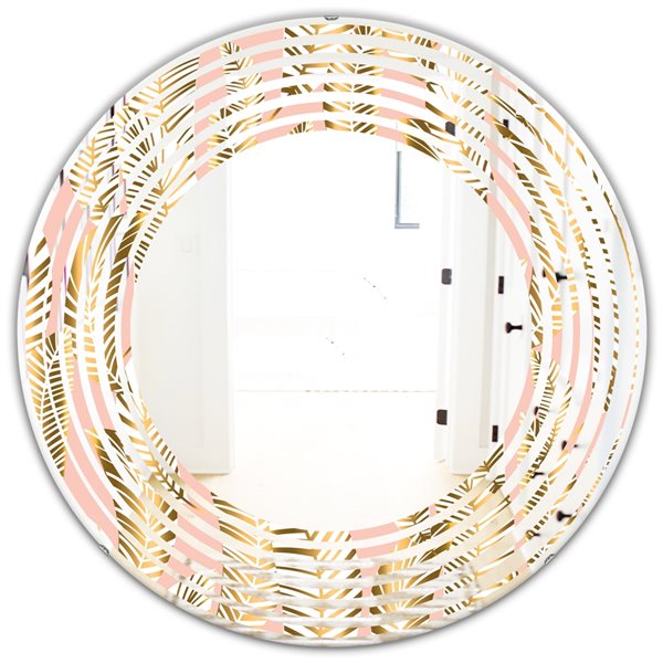 Designart Golden Palm Leaves I 24-in x 24-in Modern/Contemporary Mirror ...