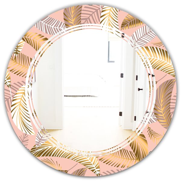 Designart Tropical Golden Pattern V 24-in x 24-in Modern Mirror
