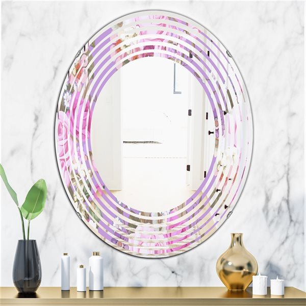 Designart Pattern with Country Roses 35.4-in x 23.7-in Modern Mirror
