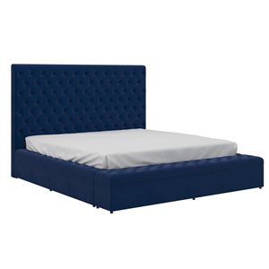 !nspire Blue Queen Platform Bed with Integrated Storage