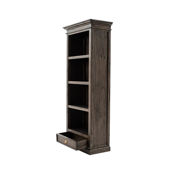 NovaSolo Halifax Mindi Black Wash Wood 3-Shelf Standard Bookcase