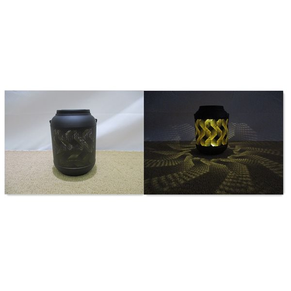 Hi-Line Gift Ltd. 5-in Black/Yellow Metal Solar-Powered Outdoor Decorative Lantern