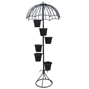Support à plantes intérieur et extérieur de Hi-Line Gift Ltd. noir de 73,23 po en résine en forme de parapluie