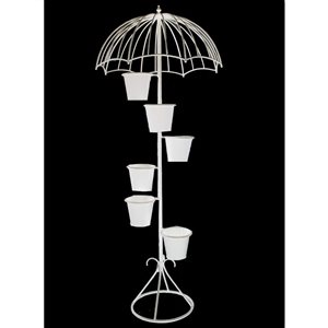 Support à plantes intérieur et extérieur de Hi-Line Gift Ltd. blanc de 73,23 po en résine en forme de parapluie