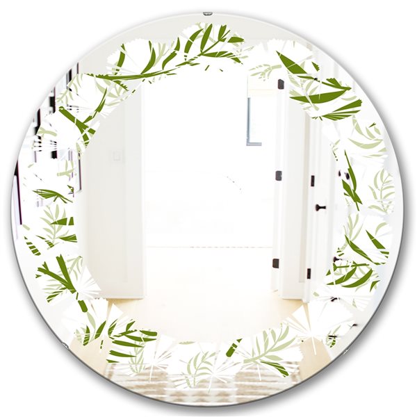 Designart Tropical Botanicals I 24-in x 24-in Round Green Polished Wall ...