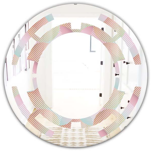 Designart Abstract Design Retro Pattern VII 24-in x 24-in Round Pink ...