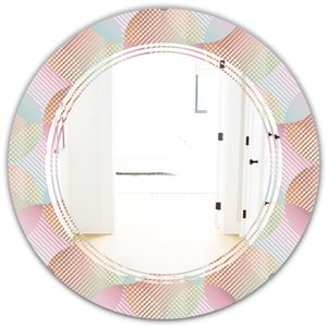 Designart 24-in x 24-in Abstract Design Retro Pattern VII Round Pink Polished Wall Mirror