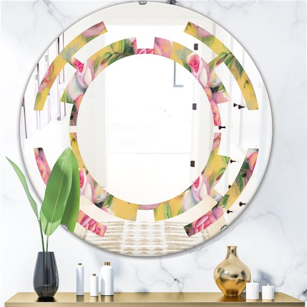 Designart Hand 24-in x 24-in Round Gold Polished Wall Mirror MIR24403 ...