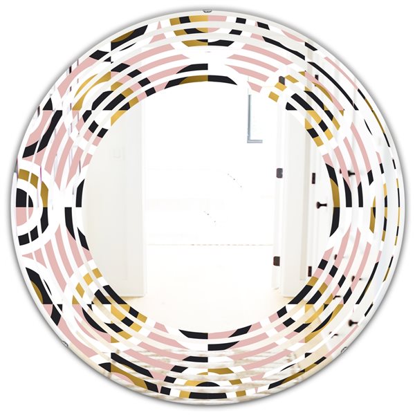 Designart 24-in x 24-in Abstract Geometric Circular Retro I Round ...