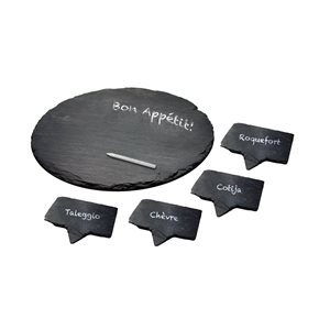 Epicureanist Slate Cheese Markers with Serving Platter