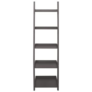 Kiera Grace 13.58-in D x 18.27-in W x 65.75-in H 5-Tier Wood Dark Grey Leaning Shelf