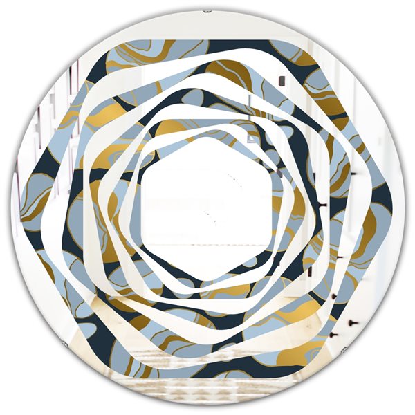 Designart 24-in L x 24-in W Golden Marble Design IV Round Blue Polished ...