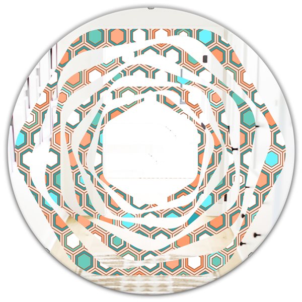 Designart 24-in L x 24-in W Retro Hexagon Pattern III Round Polished Wall Mirror