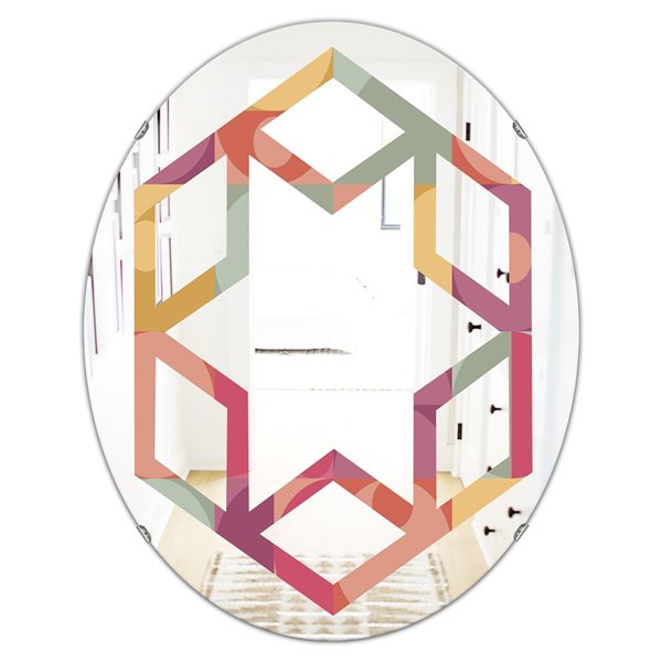 Designart 35.4-in L x 23.7-in W Geometric Retro Minimal I Oval Polished Wall Mirror