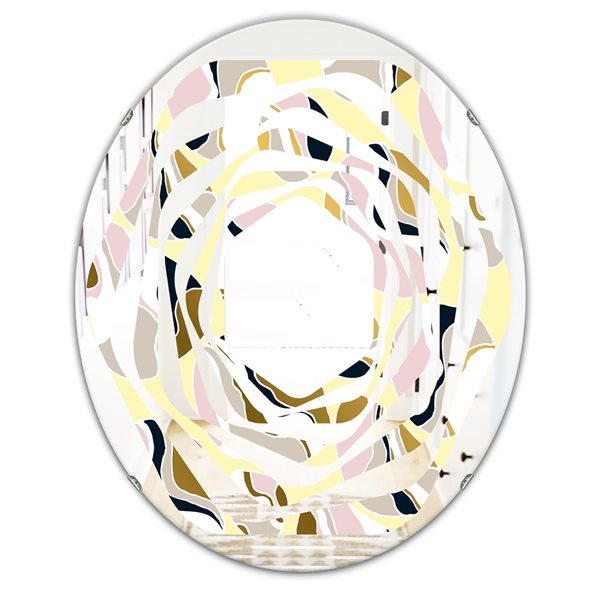 Designart 35.4-in L x 23.7-in W Golden River Stones Oval Polished Wall ...