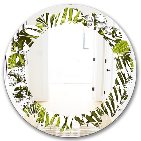 Designart 24-in L x 24-in W Tropical Palm Leaves I Polished Round Wall ...