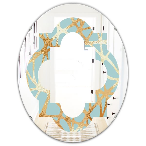 Designart 35.4-in L x 23.7-in W Golden Luxury Metallic Geometrics IV Oval Polished Wall Mirror