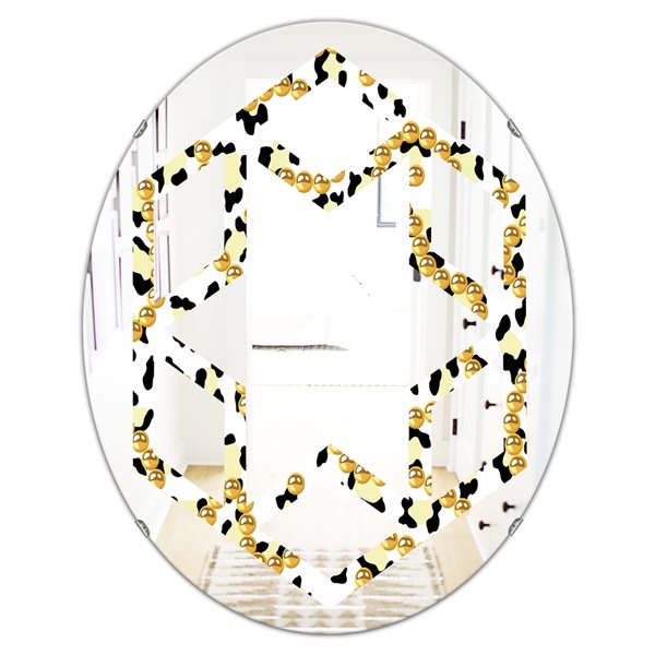 Designart 35.4-in L x 23.7-in W Leopard Fur Safari VI Polished Oval Wall Mirror