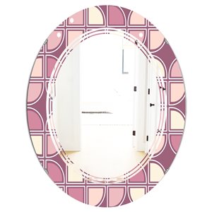Designart 35.4-in L x 23.7-in W Retro Purple-Pink Design Polished Oval Wall Mirror