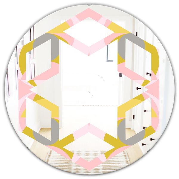 Designart 24-in L x 24-in W Retro Pastel Circular Pattern IV Round Polished Wall Mirror