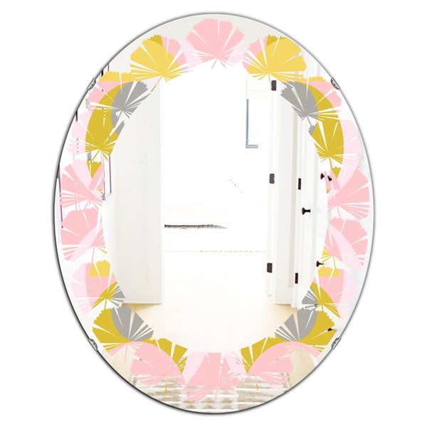 Designart 35.4-in L x 23.7-in W Retro Pastel Circular Pattern IV Polished Oval Wall Mirror