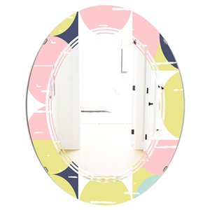 Designart Retro Pastel Circular Pattern I 35.4-in L x 23.7-in W Polished Oval Wall Mirror