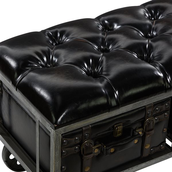 Grayson Lane Industrial Shiny Black Storage Bench