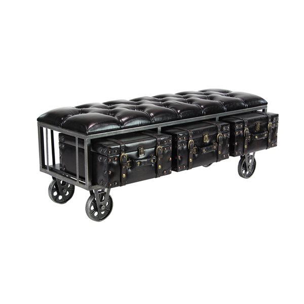 Grayson Lane Industrial Shiny Black Storage Bench