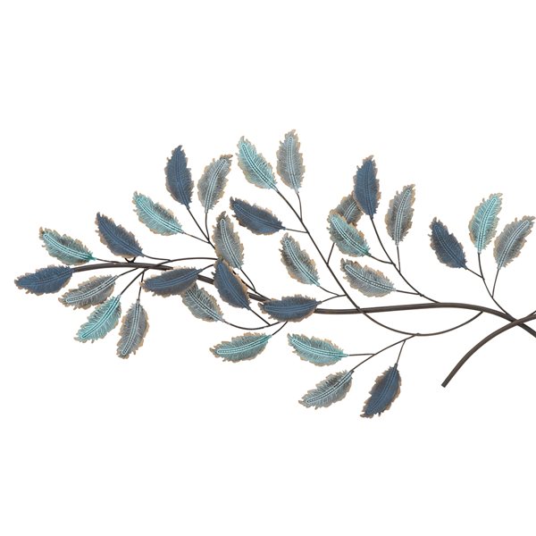 Grayson Lane 14.75-in H x 52.38-in W Blue Iron Traditional Floral and Botanical Wall Accent