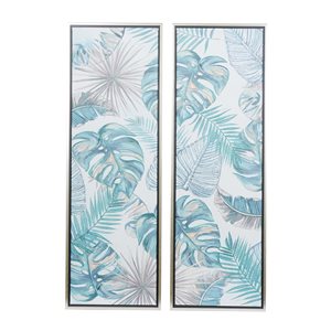 Grayson Lane Silver Wood Framed 47.25-in H x 15.75-in W Floral Canvas Hand-Painted Painting