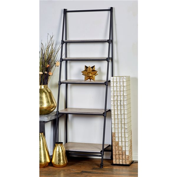 Grayson Lane 17-in D x 24-in W x 72-in H 5-Tier Leaning Wood Shelves