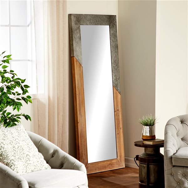 Grayson Lane 71-in L X 27.70-in W Farmhouse Rectangle Cream Framed Wall Mirror