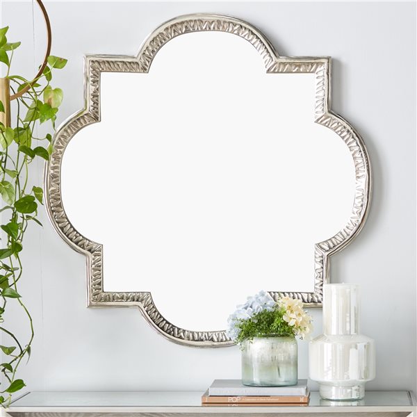 Grayson Lane 39.5-in L X 39.5-in W Glam Irregular Grey Framed Wall Mirror