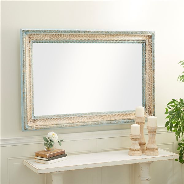 Grayson Lane 48-in L X 32-in W Farmhouse Rectangle White Framed Wall Mirror