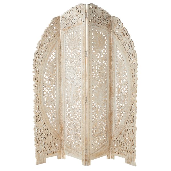 Grayson Lane 4-Panel White Wood Folding Eclectic Style Room Divider
