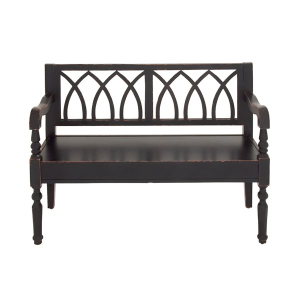 Grayson Lane Farmhouse Burnished Mahogany Red Accent Bench