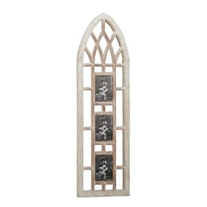 Grayson Lane Vintage Cathedral Window Style Photo Collage Frame in Light Brown Wood and White Distressed Finish (5-in x 7-in)