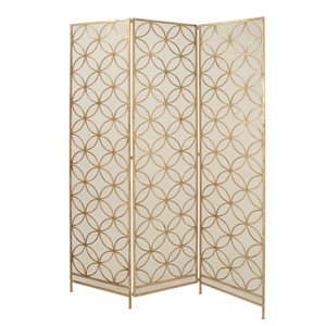 Grayson Lane 3-Panel Brass Metal Folding Modern Style Room Divider