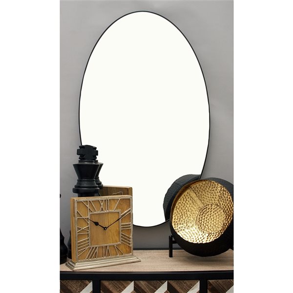 Grayson Lane 40-in L X 24-in W Contemporary Oval Black Framed Wall Mirror