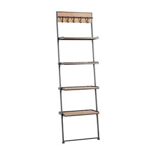 Grayson Lane 10.5-in D x 20.13-in W x 68.25-in H 4-Tier Leaning Metal Shelves