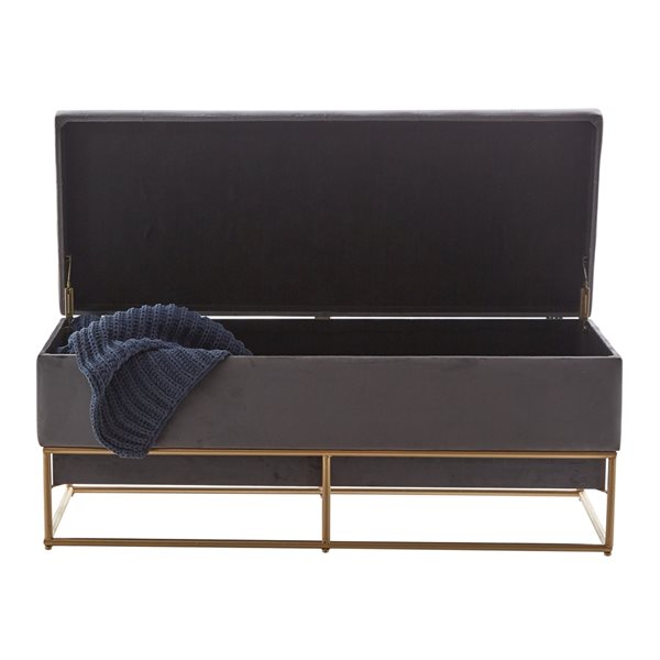 Grayson Lane Glam Metallic Gold/Grey Storage Bench